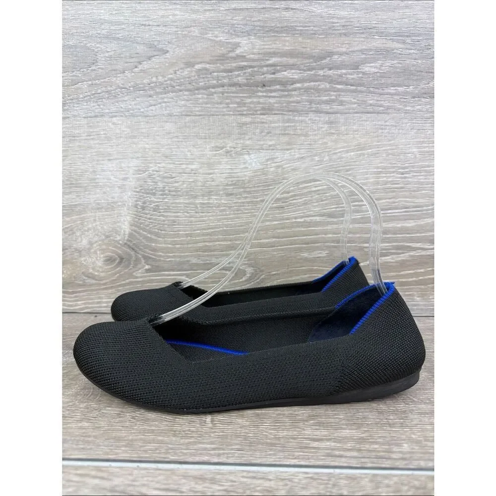 Rothy’s “The Flat” Black Knit Women’s Sz 7.5 Slip-On Round Toe Ballet Flats
